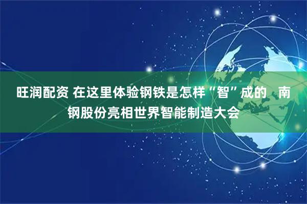 旺润配资 在这里体验钢铁是怎样“智”成的   南钢股份亮相世界智能制造大会